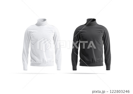 Blank black and white turtleneck sweater mockup, front view Blank black and white turtleneck sweater mockup, front view 122803246