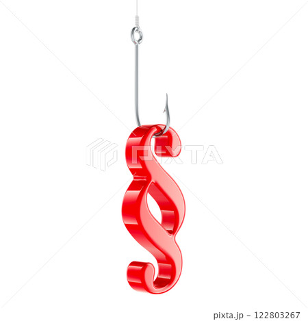 Section, paragraph symbol on the hook, 3D rendering 122803267