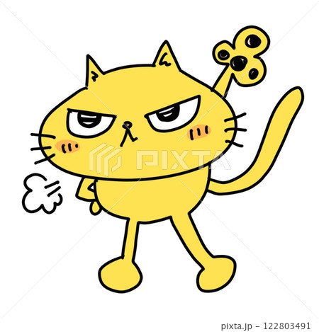 手を挙げている黄色い猫　私にまかせて 122803491