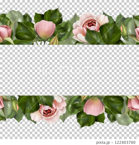 Beautiful seamless border with pink roses. Beautiful seamless border with pink roses. 122803780