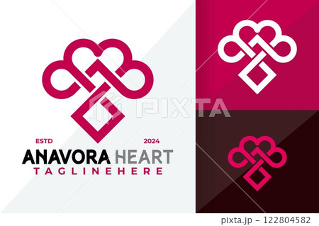 Letter A Heart Elegant Logo Icon Vector Design Illustration 122804582