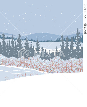 Echo Lake with Mount Blue Sky in Colorado During Winter WPA Poster Art 122804703