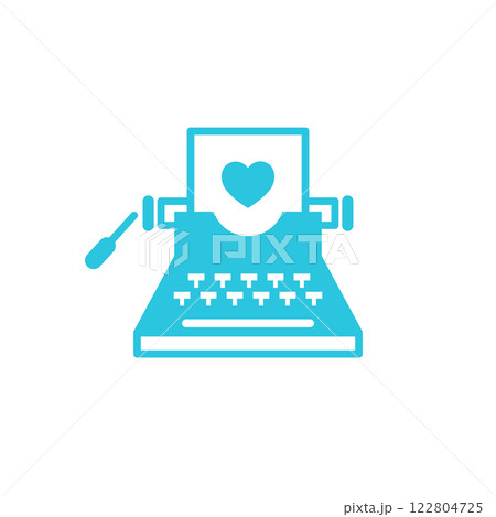 Love Written for Eternity. Vintage typewriter icon. Blue icon set. Love Written for Eternity. Vintage typewriter icon. Blue icon set. 122804725