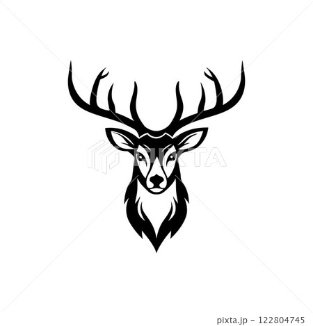 Ornate Black and White Deer Head Silhouette Vector Art Illustration Design Ornate Black and White Deer Head Silhouette Vector Art Illustration Design 122804745