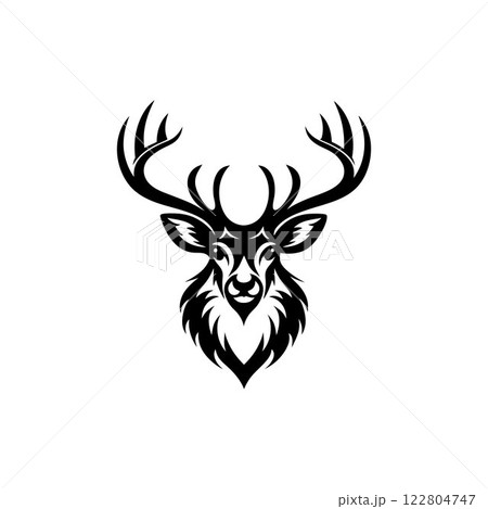 Ornate Black and White Deer Head Silhouette Vector Art Illustration Design Ornate Black and White Deer Head Silhouette Vector Art Illustration Design 122804747