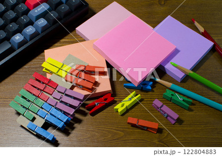 office supplies on wooden desk office supplies on wooden desk 122804883