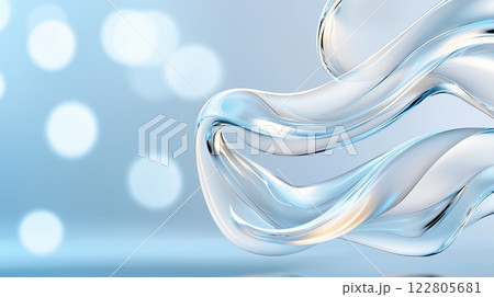 Visualisation of flowing transparent liquid waves on blurred abstract business background 122805681