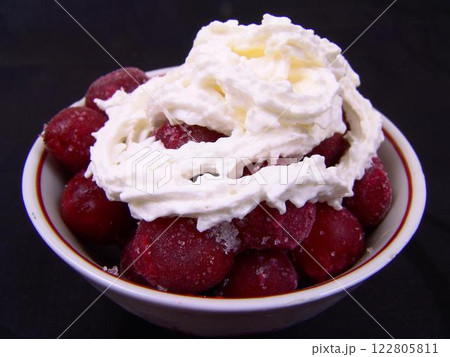Ice Cream Sundae with Berries on Tableware 122805811
