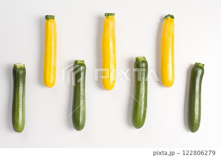 Green and yellow courgettes 122806279