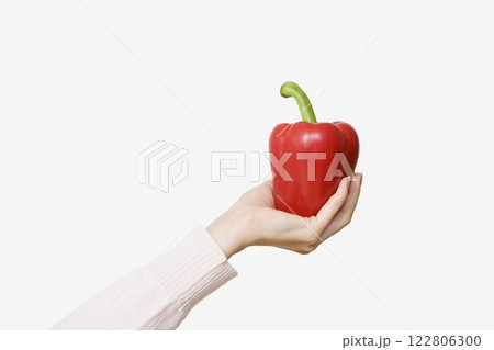 Person Holding Red Bell Pepper in Close-up Food Photography Person Holding Red Bell Pepper in Close-up Food Photography 122806300