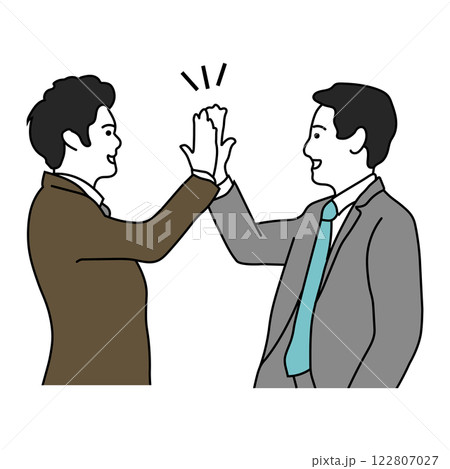 ハイタッチするビジネスマンのイラスト 122807027