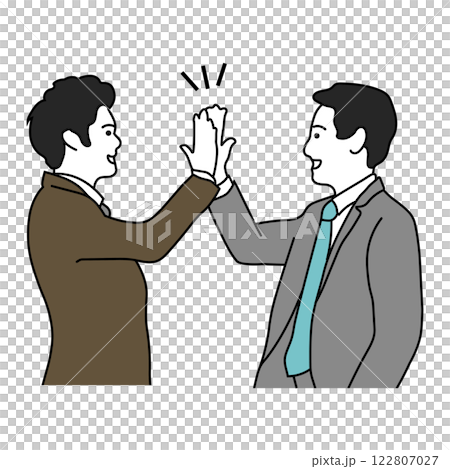 Illustration of a businessman giving a high five 122807027