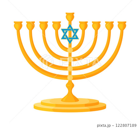 Menorah without candles. Hand drawn trendy flat style isolated icon 122807189