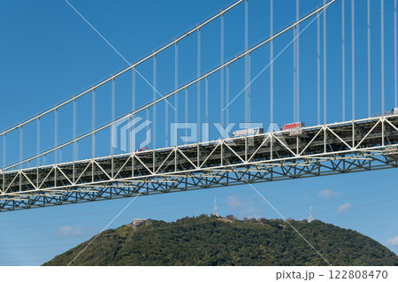 【北九州門司港　関門海峡と関門橋ノーフォーク 広場から】 122808470