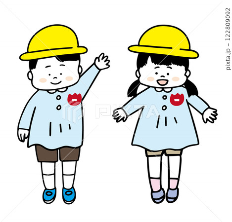 幼稚園児の男の子と女の子のイラスト 122809092