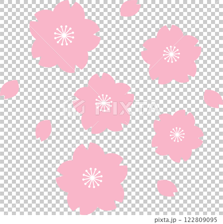 桜の花と花びらのシンプルなベクターイラストアイコン 122809095