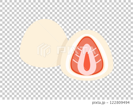 いちご大福のイラスト　白あんバージョン 122809494