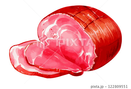 水彩で描いたハムのイラスト　生成AI 122809551