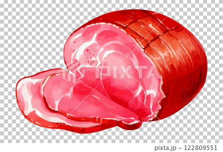 水彩で描いたハムのイラスト　生成AI 122809551