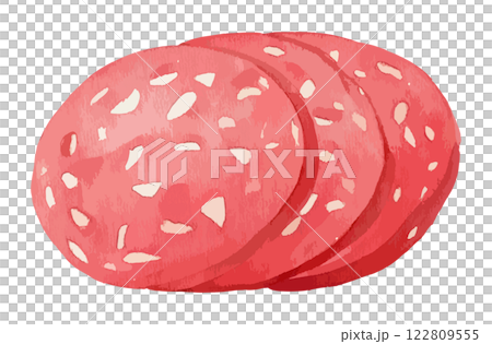 水彩で描いたハムのイラスト　生成AI 122809555