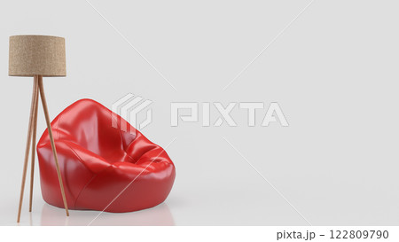 The Red Beanbag and lamp for interior or Furniture concept 3d Rendering. The Red Beanbag and lamp for interior or Furniture concept 3d Rendering. 122809790