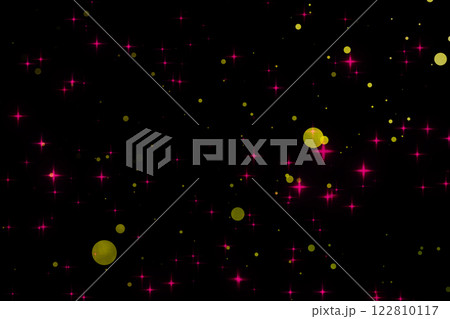 円形パーティクルとキラキラ光る赤い星のCG画像 円形パーティクルとキラキラ光る赤い星のCG画像 122810117