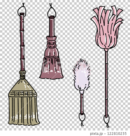 ほうきとはたきと羊毛ダスターのイラスト 122810235