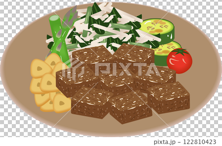 サイコロステーキと焼き野菜 122810423