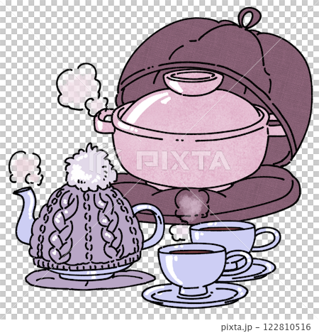 Illustration of a pot and kettle that keeps food warm without using electricity 122810516