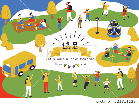 遠足を楽しむ子供達 122811125