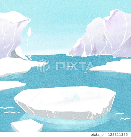 氷山が溶けている北極の海 122811386