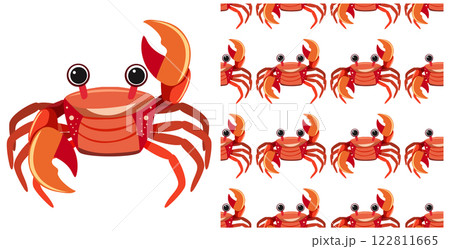 Playful Crab Pattern Illustration Playful Crab Pattern Illustration 122811665