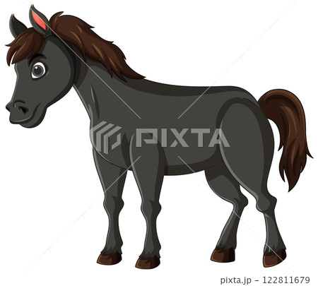 Cartoon Horse with Brown Mane 122811679