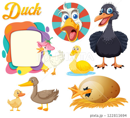 Colorful Duck Illustrations and Characters 122811694