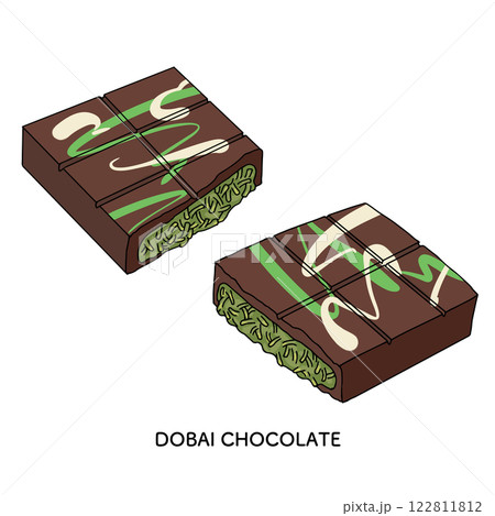 ドバイチョコレートの線画のイラスト ドバイチョコレートの線画のイラスト 122811812