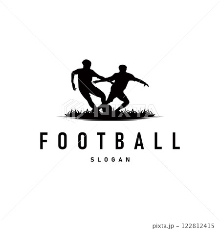 Soccer logo vector black silhouette of sport player simple football template illustration 122812415