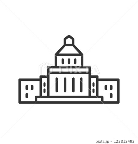 日本の国会議事堂のベクターアイコン(線画・モノクロ) 日本の国会議事堂のベクターアイコン(線画・モノクロ) 122812492