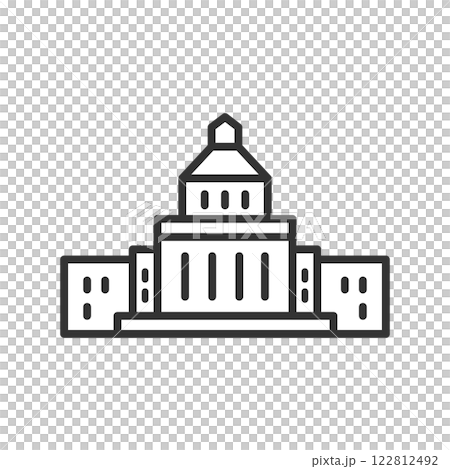 日本の国会議事堂のベクターアイコン(線画・モノクロ) 日本の国会議事堂のベクターアイコン(線画・モノクロ) 122812492