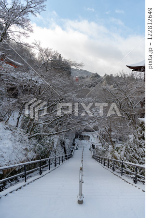 雪化粧した清水寺の階段 雪化粧した清水寺の階段 122812649