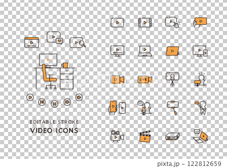 Video playback icon set (color) 122812659