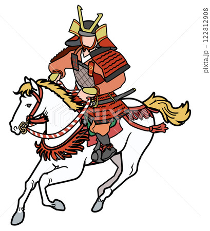 疾走する馬に乗る武者 122812908