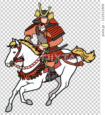 疾走する馬に乗る武者 122812908