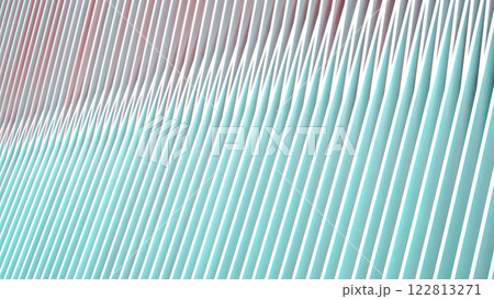 Futuristic Linear Architecture - A rhythmic interplay of angled turquoise and white fins, showcasing symmetry and modern design. Ideal for creative branding, architectural portfolios, or abstract 122813271