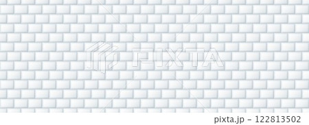 Seamless grey tile pattern. Rectangle ceramic tiled texture for bathroom wall, kitchen floor, pool surface. Repeating light mosaic grid background. Repeated white brick backdrop. Vector wallpaper 122813502