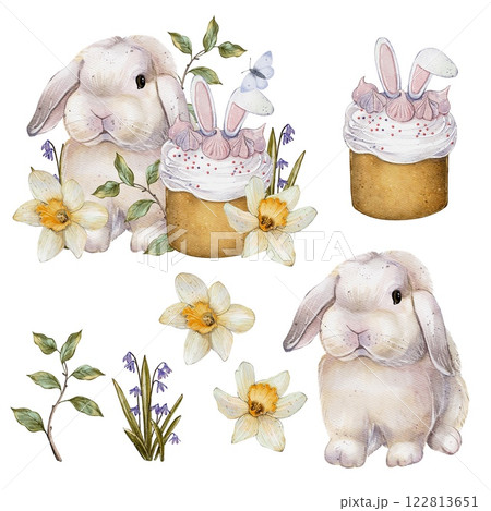 set of Easter Bunny with Floral Cupcake set of Easter Bunny with Floral Cupcake 122813651