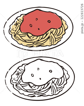 ペンで描いた風ミートソースパスタ 122813726