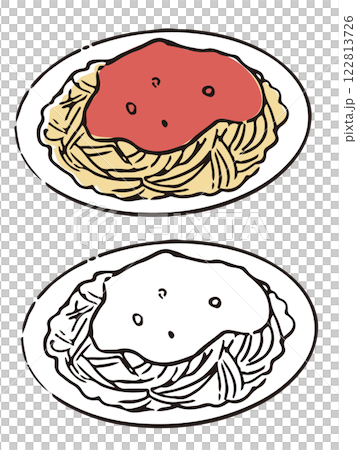 ペンで描いた風ミートソースパスタ 122813726