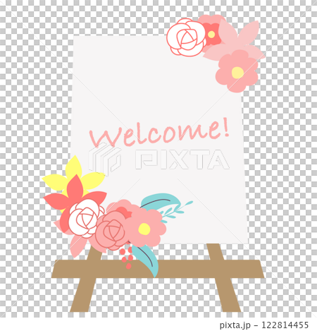 Illustration of a stylish and cute wedding welcome board 122814455