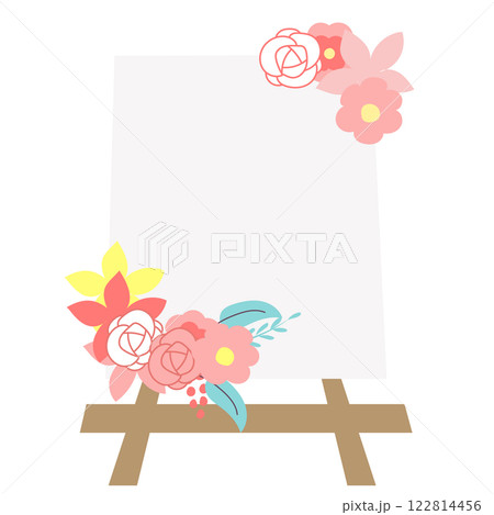 おしゃれでかわいい結婚式のウェルカムボードのイラスト 122814456