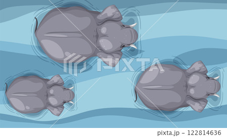 Hippos Relaxing in Calm Waters Hippos Relaxing in Calm Waters 122814636